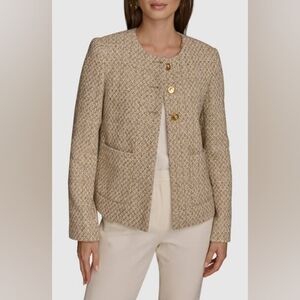 Donna Karan | Women's Round-Neck Button-Front Jacket